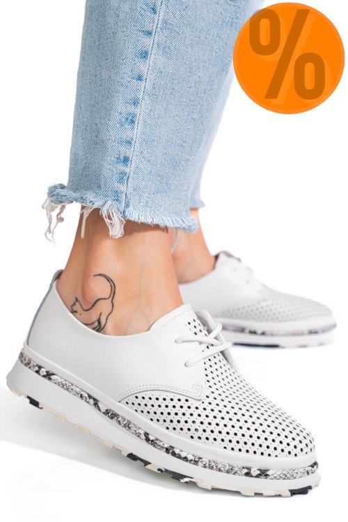 Pantofi albi piele naturala jspy3930