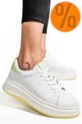 PANTOFI SPORT ALB VERDE PIELE NATURALA FSP002282