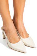 PANTOFI BEJ TOC GLITTER PIELE NATURALA 1S77699X