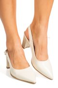PANTOFI BEJ TOC GLITTER PIELE NATURALA 1S77699X