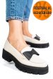 Mocasini bej negru piele naturala 2s77115