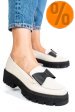 Mocasini bej negru piele naturala 2s77115