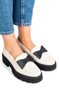 MOCASINI BEJ NEGRU PIELE NATURALA 2S77115