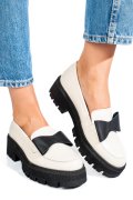 MOCASINI BEJ NEGRU PIELE NATURALA 2S77115
