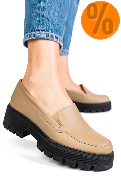 Mocasini cappuccino piele naturala intoarsa 2s7722