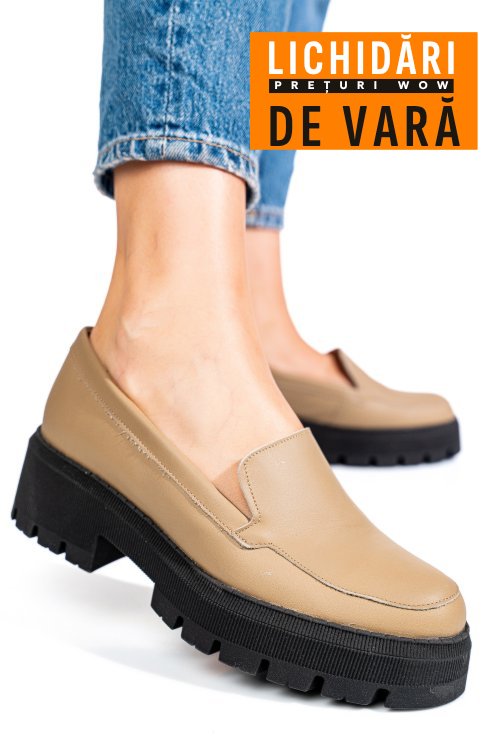 Mocasini cappuccino piele naturala intoarsa 2s7722