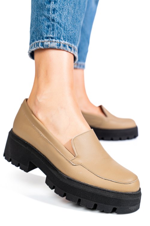 Mocasini cappuccino piele naturala intoarsa 2s7722