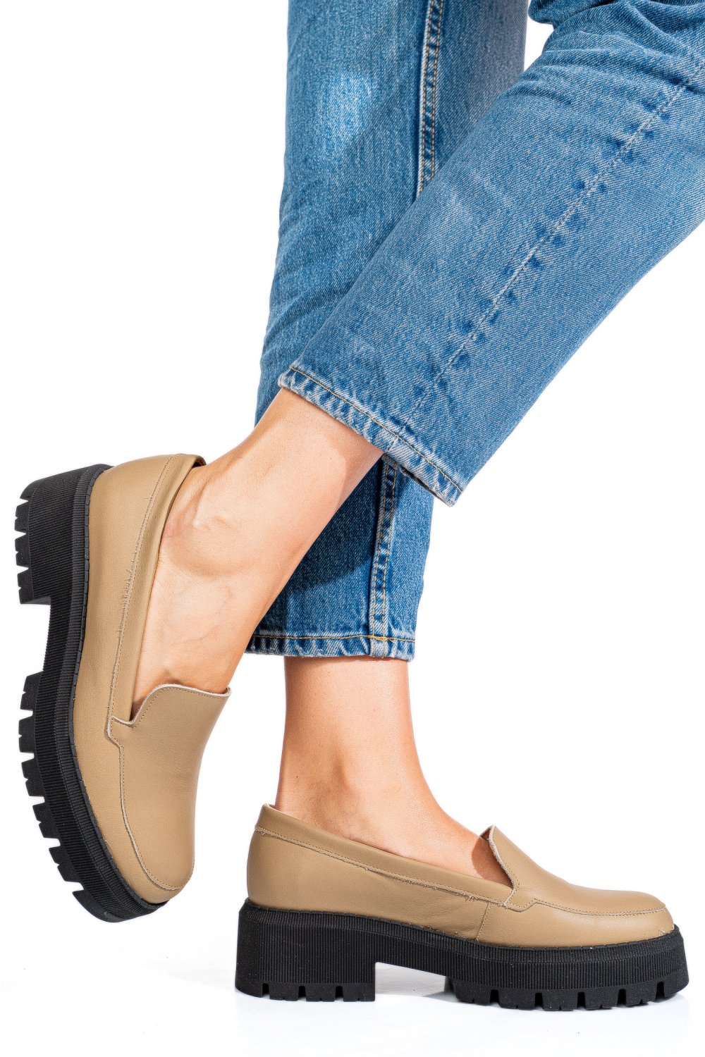 MOCASINI CAPPUCCINO PIELE NATURALA INTOARSA 2S7722