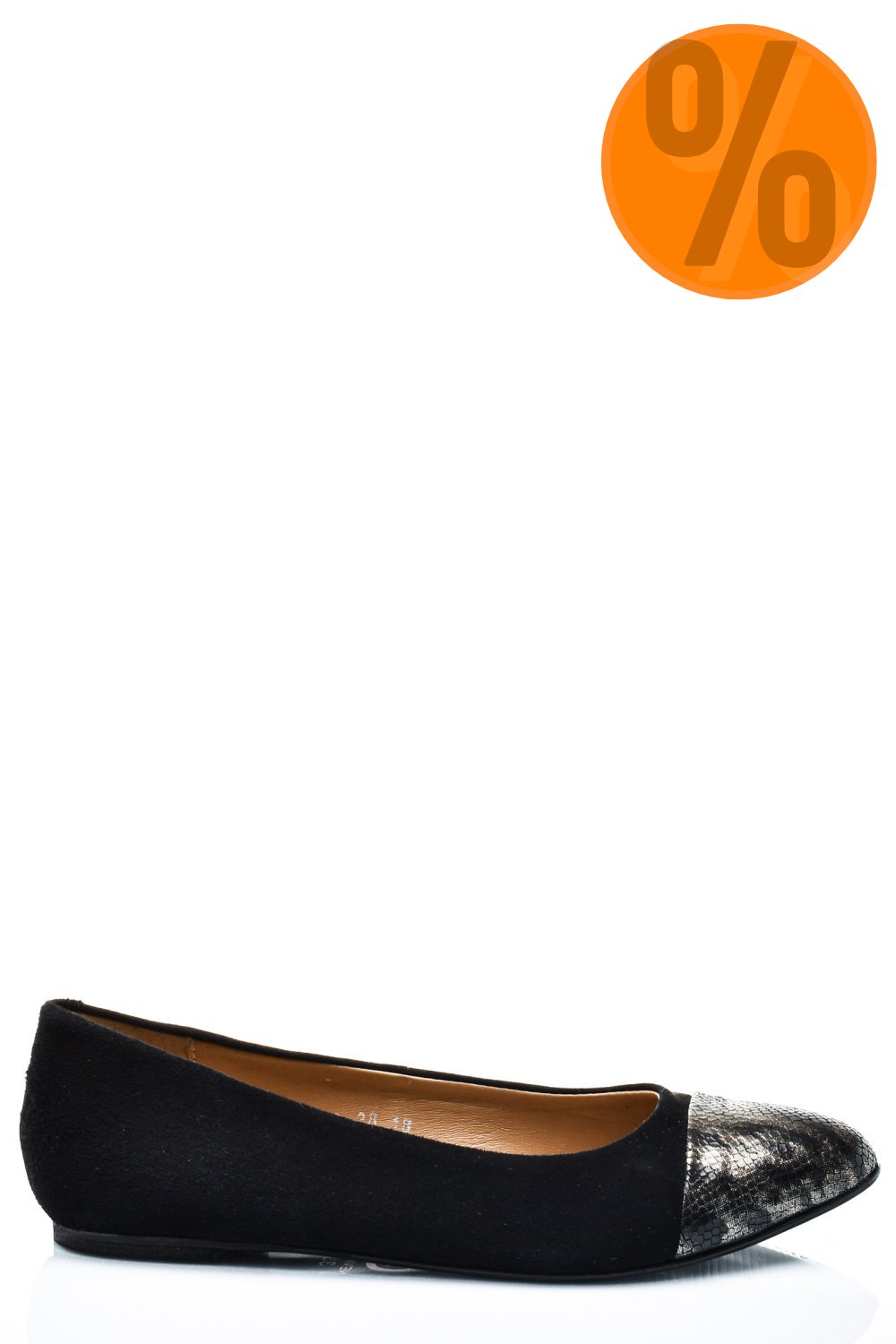 BALERINI NEGRU ARGINTIU PIELE NATURALA INTOARSA 1PC06