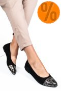 BALERINI NEGRU ARGINTIU PIELE NATURALA INTOARSA 1PC06
