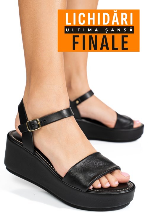 Sandale negre piele naturala rs77omatgr