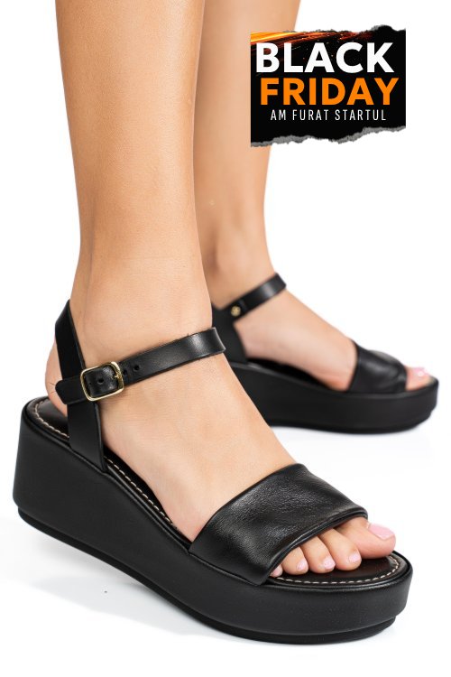 Sandale negre piele naturala rs77omatgr