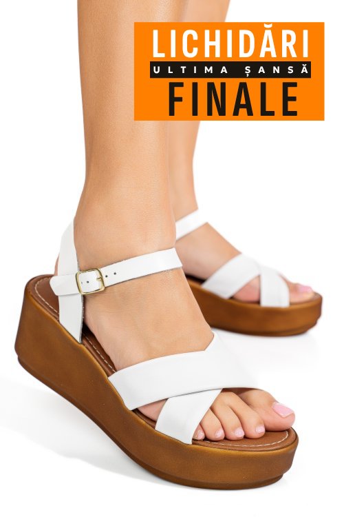 Sandale albe piele naturala napoli-tgr