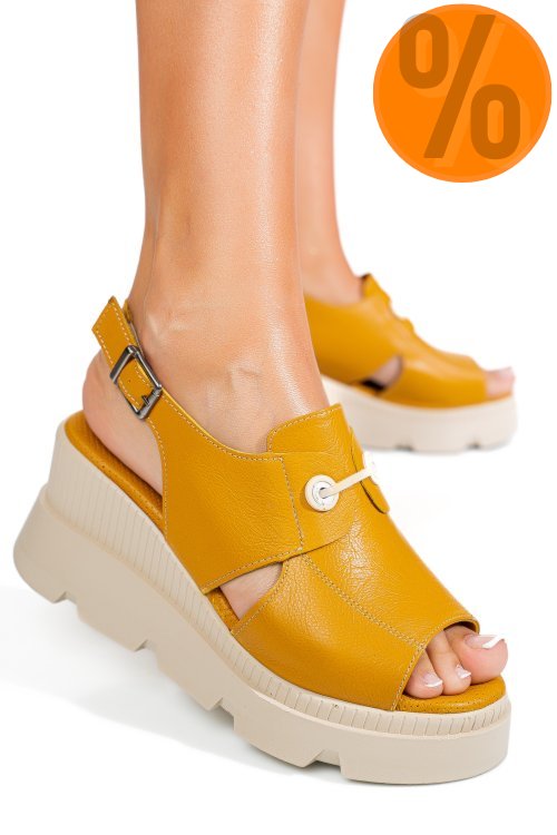 Sandale galbene piele naturala apckd3000