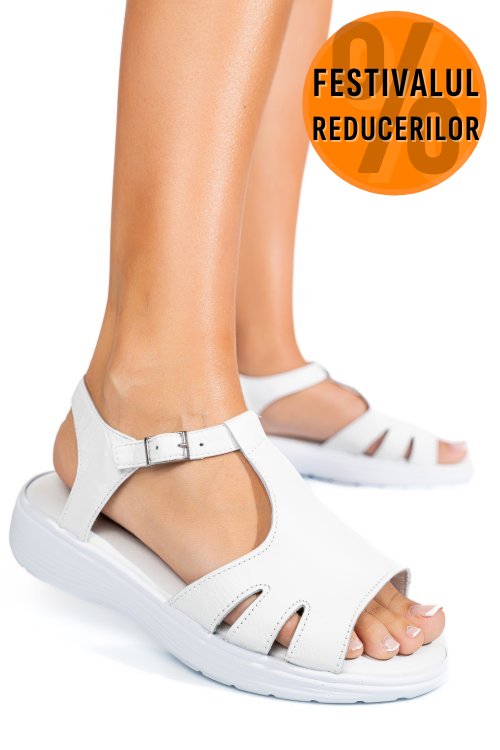 Sandale albe piele naturala 0pc11