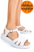 SANDALE ALBE PIELE NATURALA 0PC11