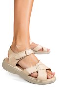 SANDALE BEJ PIELE NATURALA 0PC13