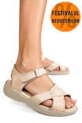 SANDALE BEJ PIELE NATURALA 0PC13