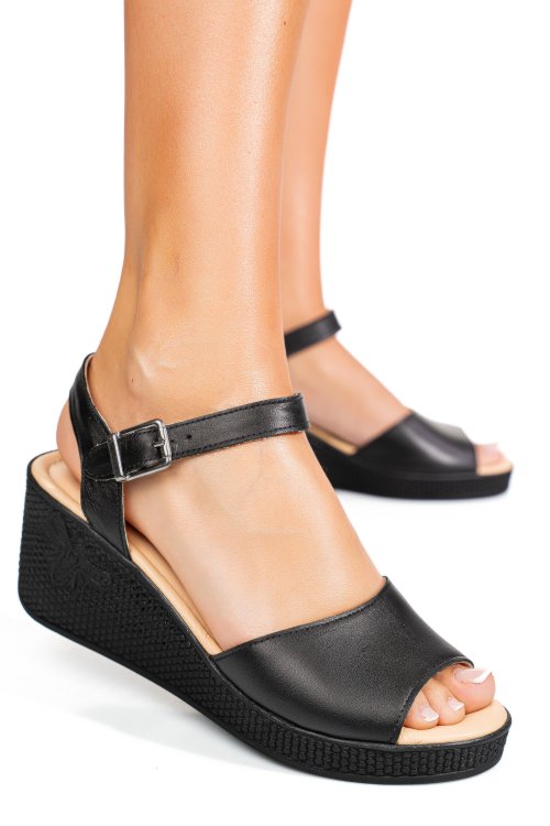Sandale negre piele naturala apck940