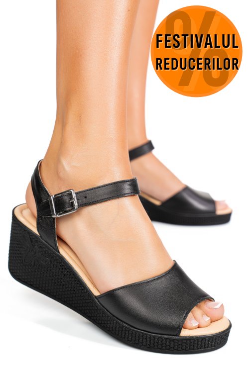 Sandale negre piele naturala apck940