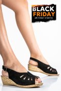 SANDALE NEGRE PIELE NATURALA INTOARSA IPCNGRID