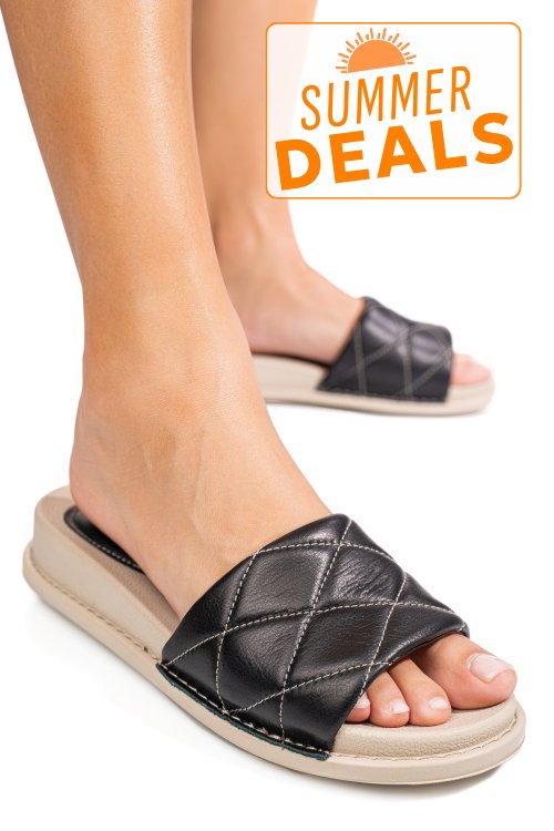 Papuci negri piele naturala apckd-0110