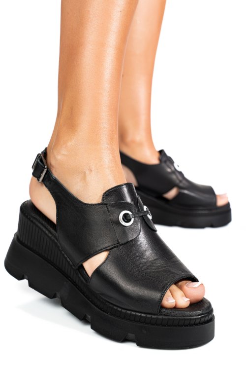Sandale negre piele naturala apckd3000