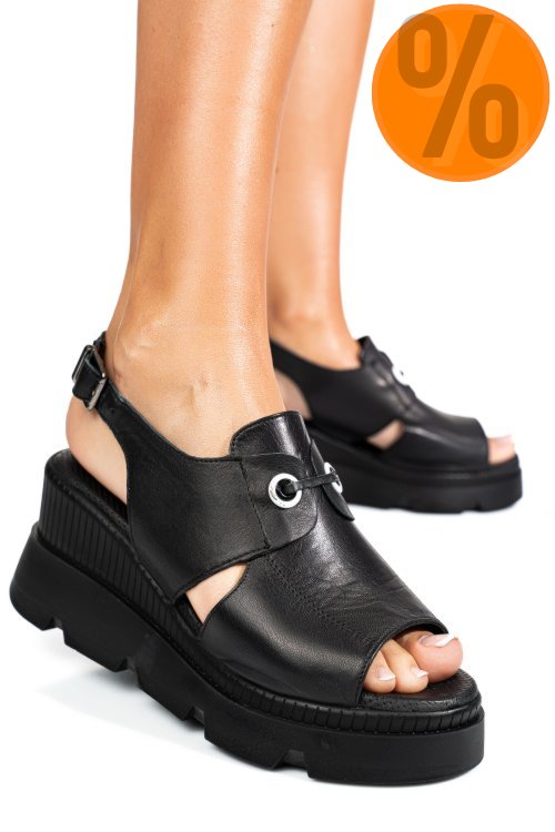 Sandale negre piele naturala apckd3000