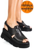 SANDALE NEGRE PIELE NATURALA APCKD3000
