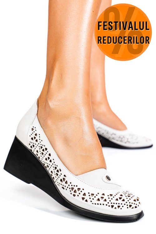 Pantofi albi piele naturala 0pc74