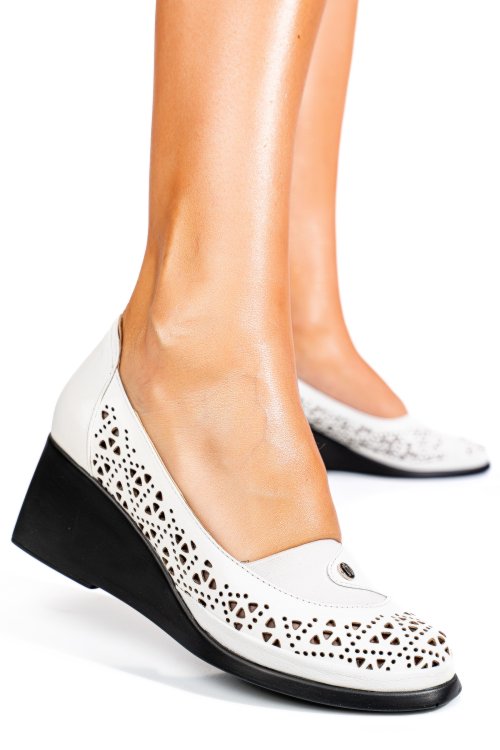 Pantofi albi piele naturala 0pc74