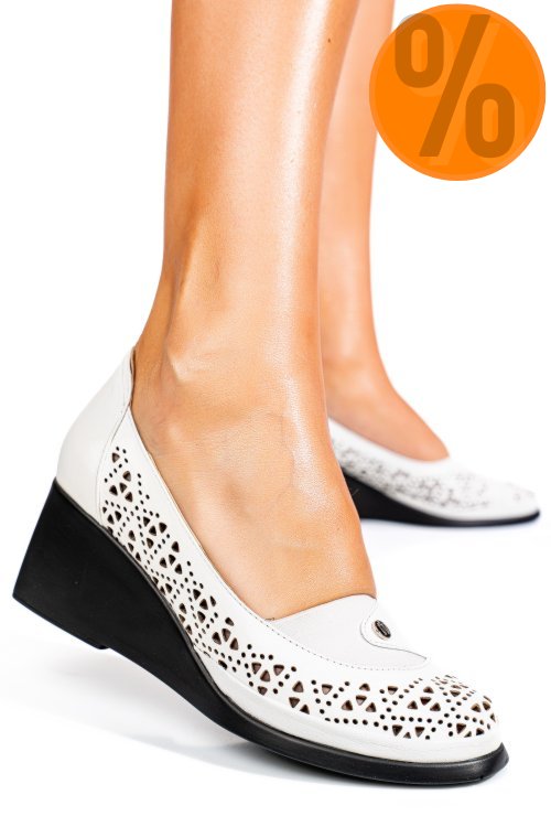Pantofi albi piele naturala 0pc74