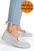 MOCASINI ALBI PIELE NATURALA APCK1100