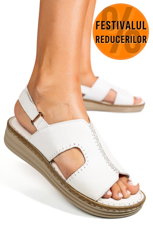 Sandale albe piele naturala art-013