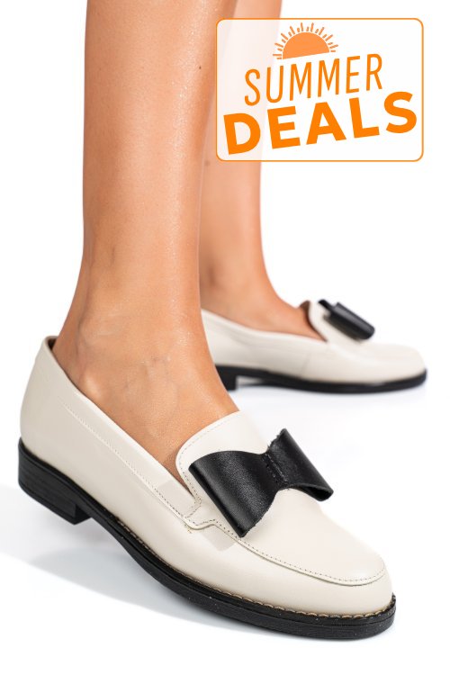 Mocasini bej negru piele naturala 2s77110