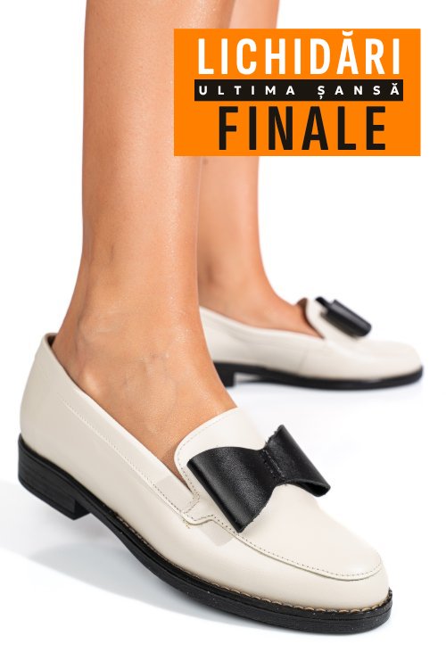 Mocasini bej negru piele naturala 2s77110