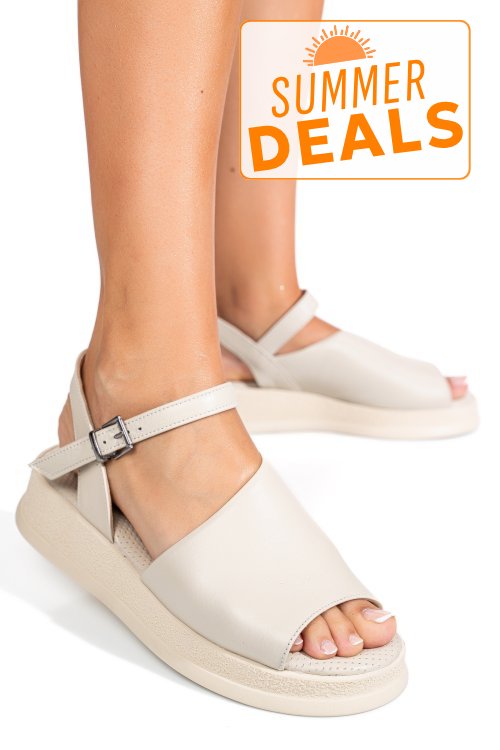 Sandale bej piele naturala 4s77671