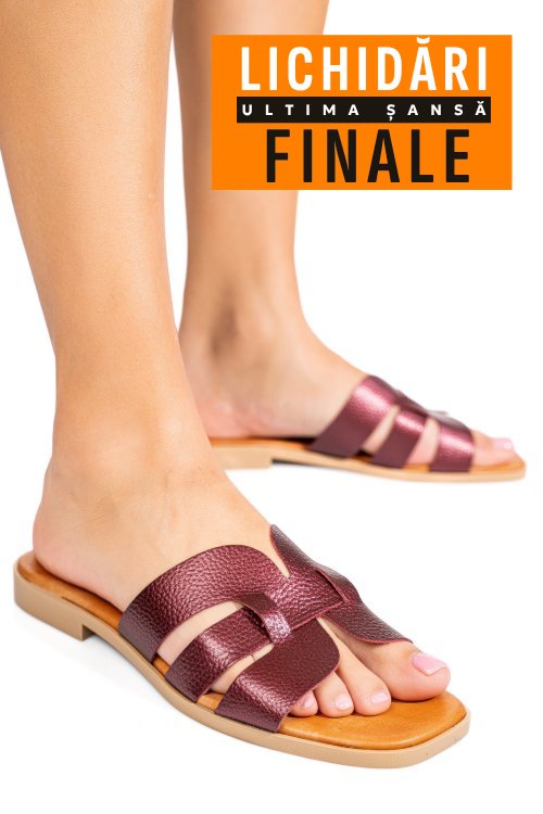 Papuci bordo piele naturala 1sp1htj