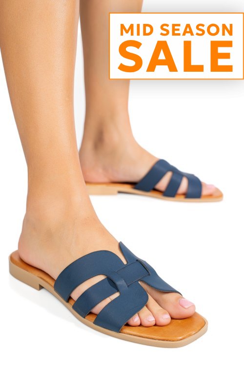 Papuci bleumarin piele naturala 1sp1htj