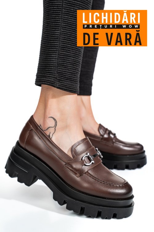 Mocasini maro piele naturala 4s7780