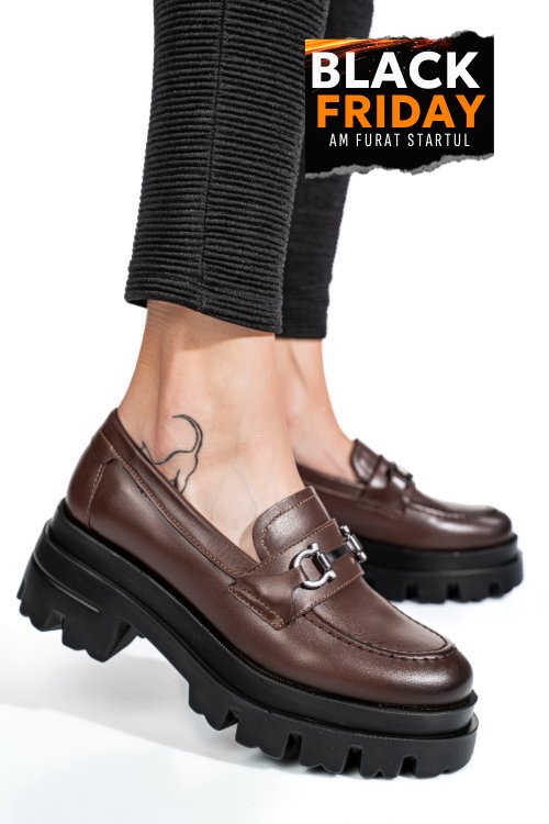 Mocasini maro piele naturala 4s7780