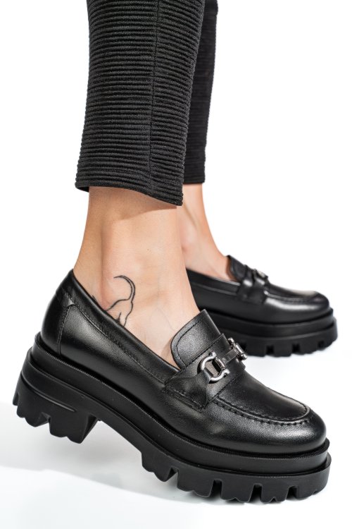 Mocasini negri piele naturala 4s7780