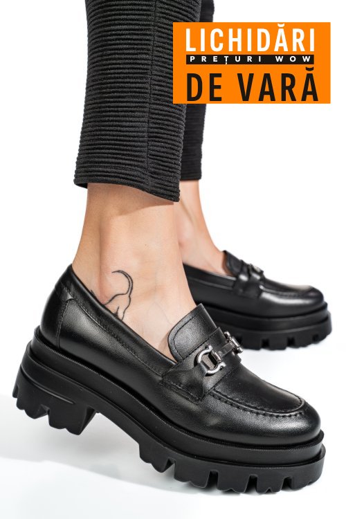 Mocasini negri piele naturala 4s7780