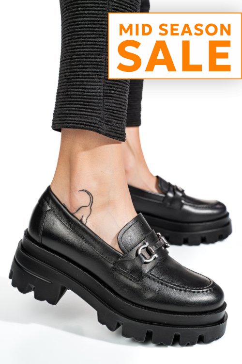 Mocasini negri piele naturala 4s7780