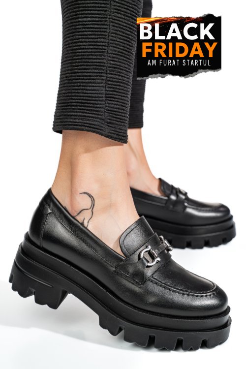 Mocasini negri piele naturala 4s7780
