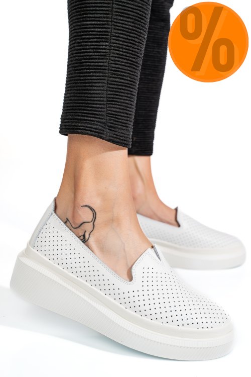 Mocasini albi piele naturala jspy3872
