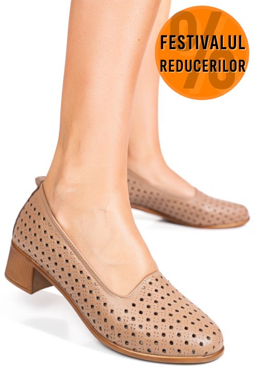Pantofi bej piele naturala 3pc06mm