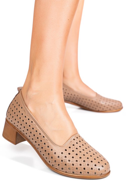 Pantofi bej piele naturala 3pc06mm