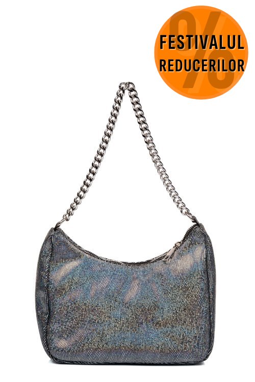 Geanta argintie glitter piele naturala bs0658