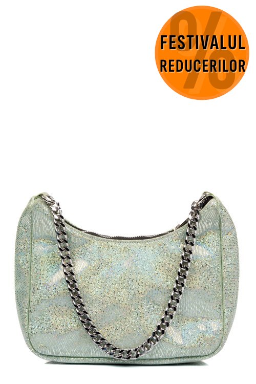 Geanta verde glitter piele naturala bs0658